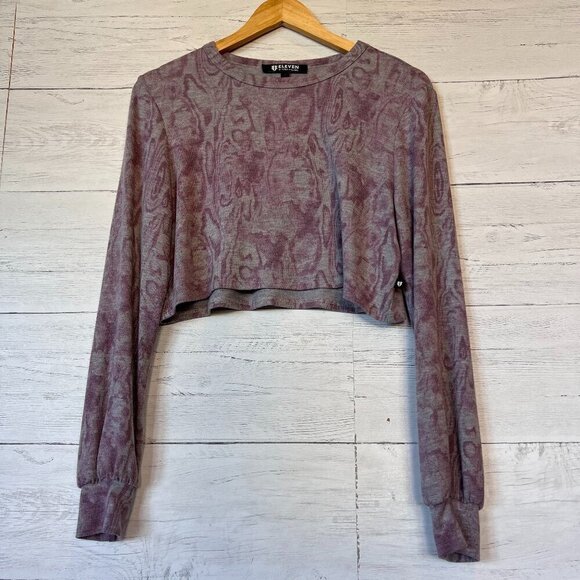 EleVen by Venus Williams Top Womens Size Small Purple and Gray Marbled Cropped - Picture 1 of 15